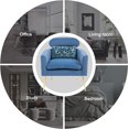 thumbnail image 7 of Velvet Accent Chair with Embroidered Pillow, Upholstered Tufted Lounge Chair with Pillow Back Design, Sponge Cusion and Rose Golden Feet, Single Sofa Club Armchair for Living Room Bedroom, Blue, 7 of 7