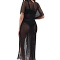 thumbnail image 4 of Karight Womens Metallic Mesh Cover Up Kimono Belted Open Front Fringe Hem Beach Swimwear Cover Up, 4 of 6