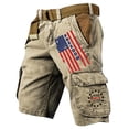 thumbnail image 3 of Men's Vintage Washed Cargo Shorts with America 250 Years Graphic and Utility Pockets Featuring Loose Fit Design for Summer Fishing Khaki XXXL, 3 of 5