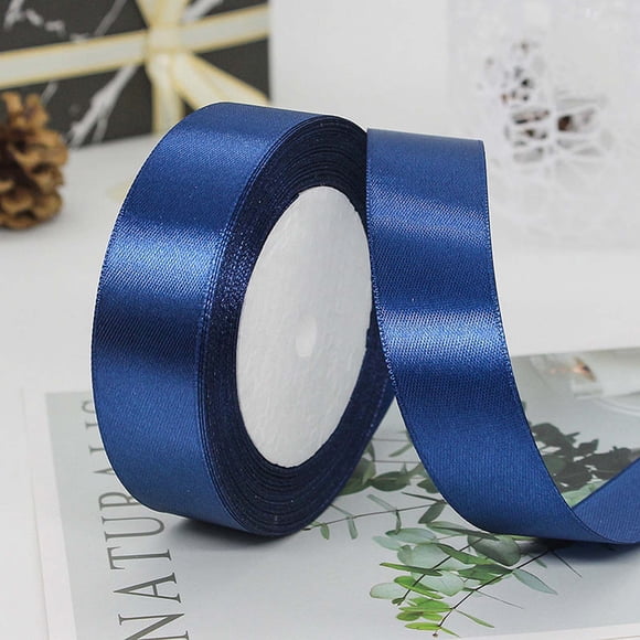 ZZkhGO Ruban Décoratif de 5 cm de Large, Rouleau de Ruban Uni en Polyester pour Emballage Cadeau Pâtisserie Mariage, Ruban Satiné 22 m pour Bricolage de Fête et Artisanat, Bleu Foncé