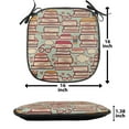 thumbnail image 5 of Cartoon Chair Seating Cushion Set of 2, Stack of Books with Coffee Cups and Eyeglasses Retro Nerdy, Seat Pads for Office with Anti-slip Backing, 16"x16", Pink Sage Green, by Ambesonne, 5 of 7