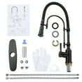 thumbnail image 2 of Wowow 2-Functions Single Handle Deck Mount Gooseneck Pull Down Sprayer Kitchen Faucet with Spring Tube in Solid Brass Oil Rubbed Bronze, 2 of 5