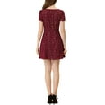 thumbnail image 3 of INSPIRE CHIC Women's Printed Square Neck Short Sleeve A-Line Prom Dress S Burgundy-Stars, 3 of 7