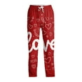 thumbnail image 4 of Fgvctg Valentine's Day Mens Pajamas Loungewear Sleepwear Wide Leg Pajama Heart Print High Waisted Pjs Pant Oversized Fall Spring Drawstring Lounge Pants with Pockets Pink S, 4 of 6