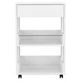 thumbnail image 3 of Atlin Designs Modern Wood Kitchen Island with 2 Open Shelves in White, 3 of 11