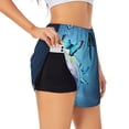 thumbnail image 2 of Disketp Butterflies And Waterlily In Water Print Women's Shorts Workout Shorts for Athletic Gym Running Shorts with Phone Pockets Small, 2 of 8