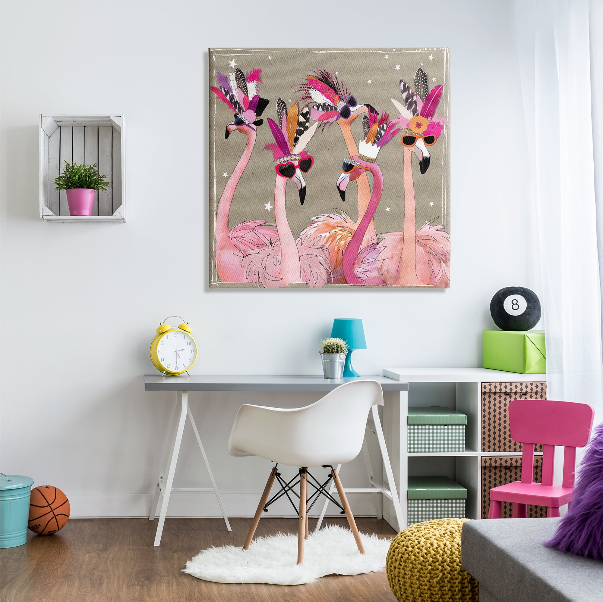 Stupell Industries Fancy Pants Flamingos Animals & Insects Painting Gallery Wrapped Canvas Art Print Wall Art, 36 x 36