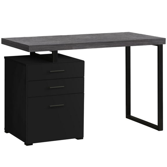 HomeRoots 23.75" x 47.25" x 30" Black Grey Particle Board Hollow Core Metal  Computer Desk