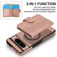 thumbnail image 5 of Decase for Google Pixel 8 Pro Flip PU Leather Back Cover with 2-in-1 Detachable Magnetic Wallet with 5 Card Slots Compatible Mag-Safe and RFlD Blocking Kickstand and Wireless Charging,Rosegold, 5 of 6