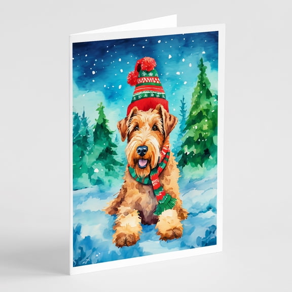 Airedale Terrier Christmas Greeting Cards Pack of 8 7 in x 5 in