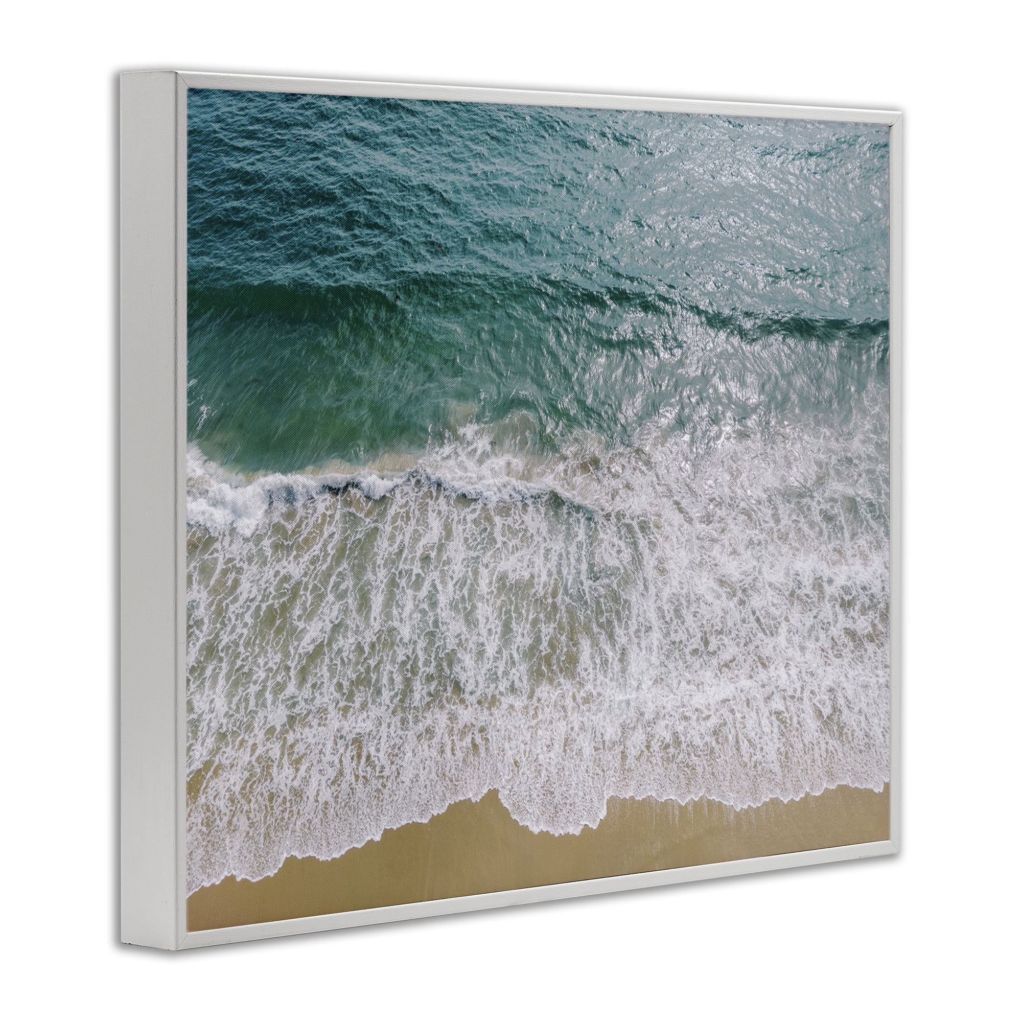 Stupell Industries Coastal Sea Waves Landscape Photography White Framed Art Print Wall Art, 30 x 24