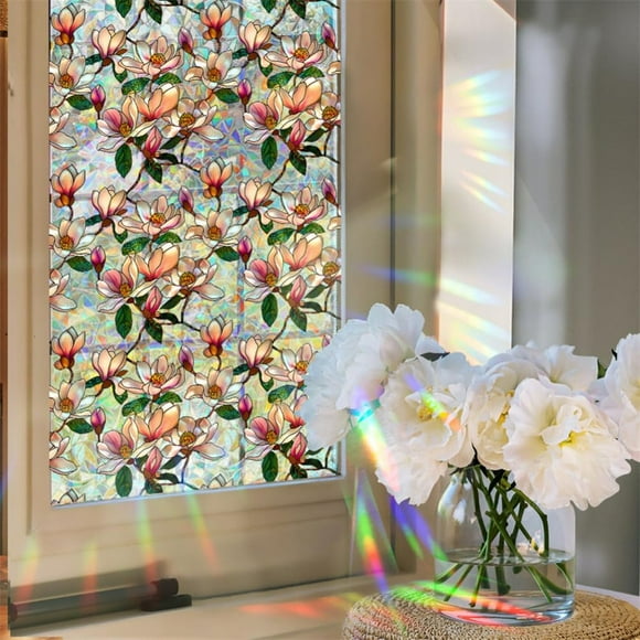 TROPOW Static Cling Stained Glass Window Film – Removable Decorative Window Decals 43x200cm