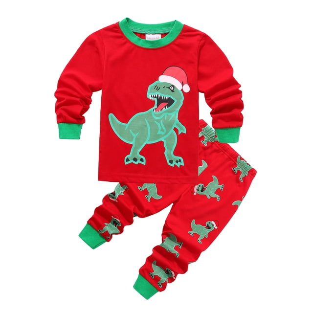 Conjunto de pijamas de algodón con estampado de dibujos animados para niños y niñas, ropa de dormir con pantalones de manga larga para Navidad, primavera y otoño