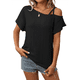 thumbnail image 1 of Blusas Cruzadas de un Solo Hombro para Mujer, Camisetas de Verano con Hombros Descubiertos, Blusas Casuales de Corta con Ojales. Negro S, 1 of 8