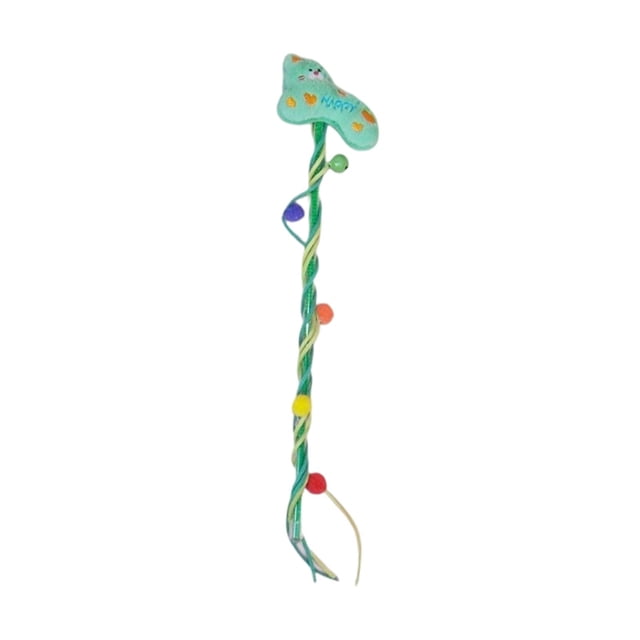 Almencla Cat Teaser Toy Playing Chasing Enrichment Exercise Lightweight Teasing Stick Green