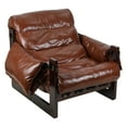 thumbnail image 2 of TidBay Faux Leather Accent Armchair, Mid-Century Modern Accent Chair, Thickened Cushion Single Sofa Chair, Lounge Chair for Bedroom Living Room, Brown, 2 of 6
