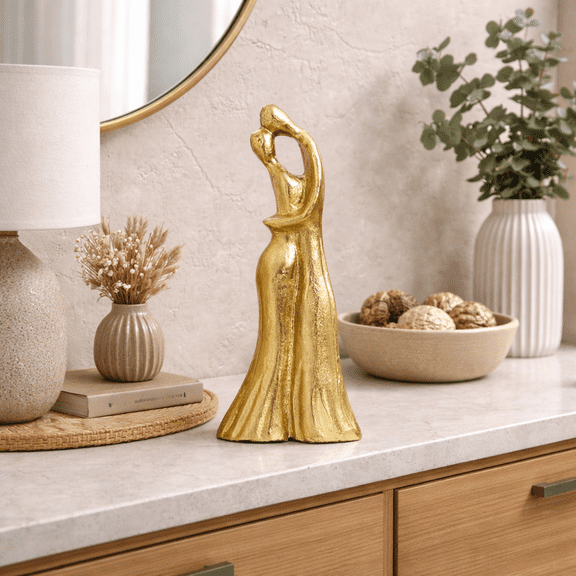 Expobazaar Dancing Angel Sculpture | 12" Gold Polished Aluminum Decorative Figurine