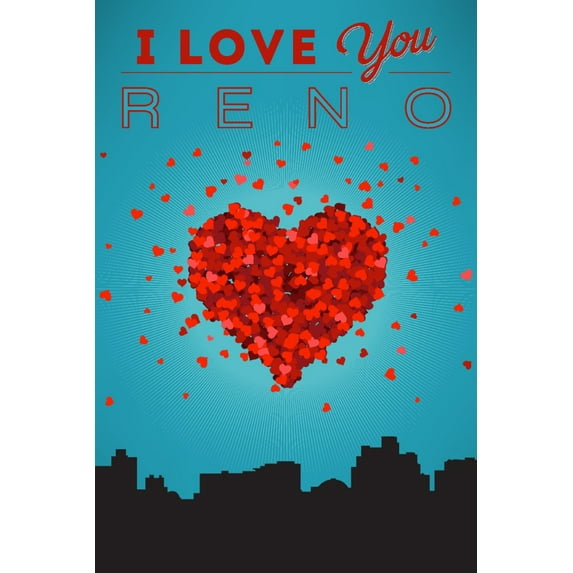 I Love You Reno, Nevada (36x54 Giclee Gallery Art Print, Vivid Textured Wall Decor)