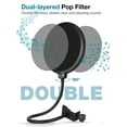 thumbnail image 2 of Pop Filters for Microphones, Microphone Pop Filter, Double Layer Popfilter, Adjustable Angle, for Recording Studio, 2 of 5