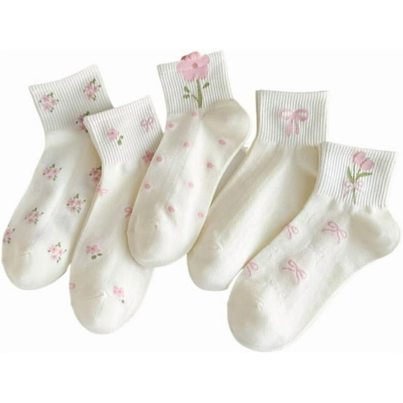 YooGuoGuo Coquette Bow Socks Summer Cotton Floral Ankle Breathable Cute Athletic Running Low Cut Socks