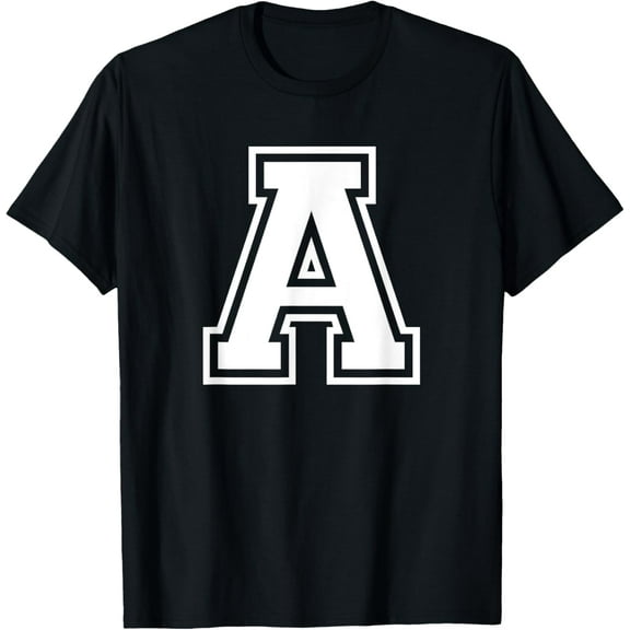 t-shirt Letter A Name Initial Varsity Alphabet Monogram T-Shirt mens,black,women,funny,journey,Crew Neck, Short Sleeve,custom clothing patterns.gift