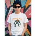 thumbnail image 2 of Boys Halloween Pumpkin Robot Graphic T-Shirt, Black Casual Style Halloween Shirts With Robot and Pumpkin, Girls/Boys Fall Clothes, Round Neck Short Sleeve T-Shirt, Fashion, Funny Kids Clothes Boys, 2 of 7