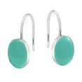 thumbnail image 6 of AeraVida Minimalist Green Turquoise Ovals Sterling Silver Hook Dangle Earrings, 6 of 7