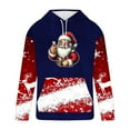 thumbnail image 3 of Wyobmus Christmas Hoodies Sweatshirts for Men Interesting And Tacky 3D Xmas Santa Print Sweatshirt Long Sleeve Drawstring Holiday Pullover A-Navy, 3 of 4