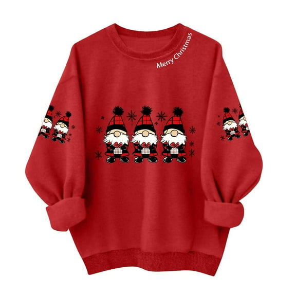 Turilly Christmas Pullovers for Women Crew Neck Fashionable Printed Hoodless Sweatshirt Women's Long Sleeved Top Sweatshirts