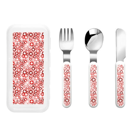 

Gaeub Plus Cross Print 3-Piece Children Knife Spoon Fork Set Stainless Steel Child Flatware Set Kids Utensils Set with Case for Lunch Box (Fork Spoon Knife Combo)
