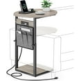 thumbnail image 3 of C Shaped End Table with Charging Station, " Tall Side Table for Couch and Recliner, Adjustable Height Small Couch Side Table Slide Under Sofa TV Tray Table for Living Room, Bedroom,, 3 of 3