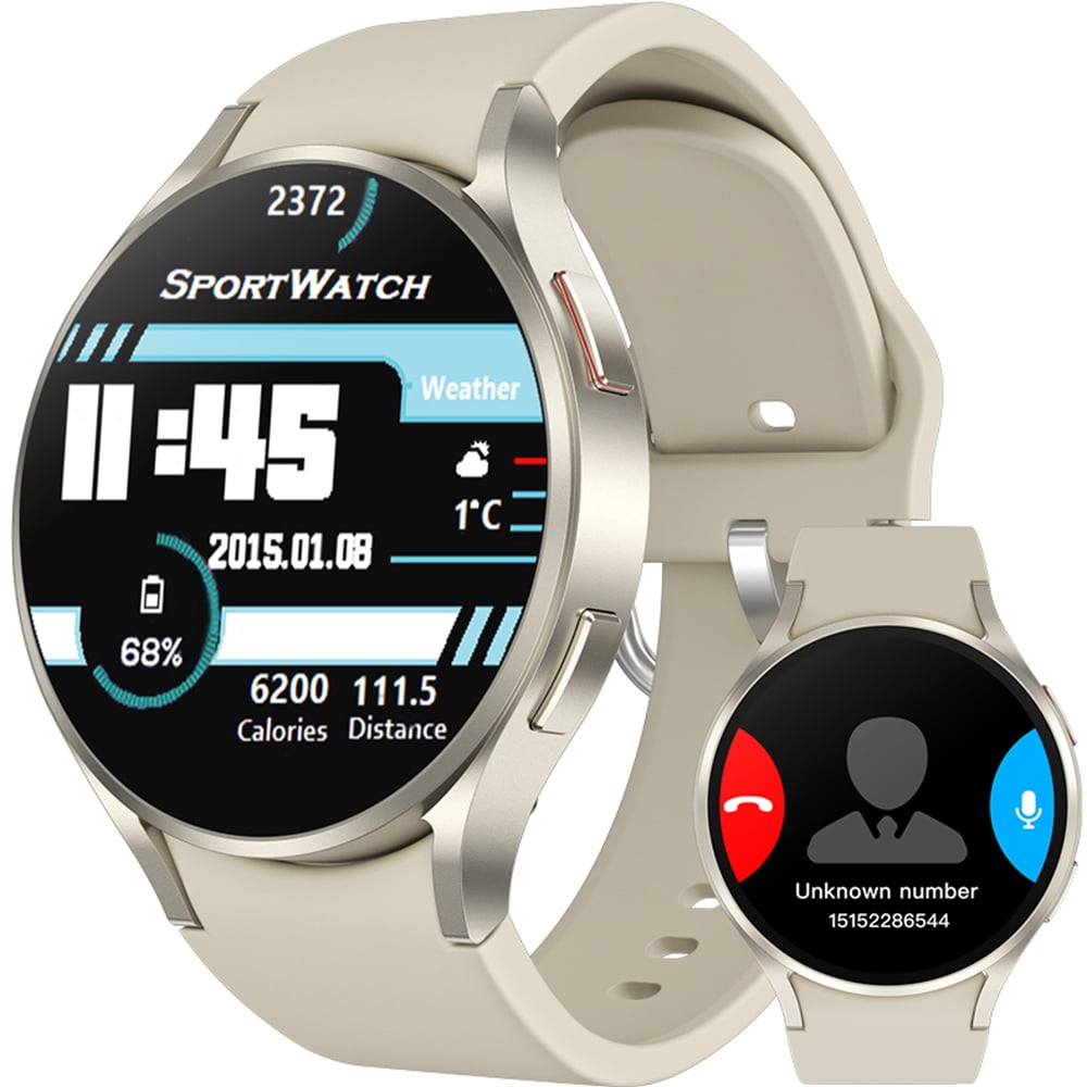 Mingdaln 1.39-inch Alloy Fashion Smartwatch with Fitness Sports Tracking, Pedometer/Weather/Calorie, Call (Answer/Dial), IP68 Waterproof Smartwatch (White)