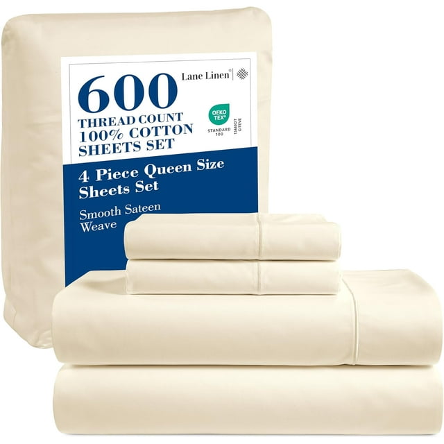 Softest Cotton Sheets Double Sheet Set Pc Set Thread Count Sateen Bedding Deep Pocket Sheets Cooling Sheets Double Size Sheets Breathable Bed Set ()