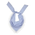 thumbnail image 2 of Helii Striped Lace Triangle Head Scarf for Women – Self Tie French Vintage Boho Bandana, Lightweight Polyester Tassel Head Wrap for Spring Summer Music Festival Beach Gift Blue,One Size, 2 of 4
