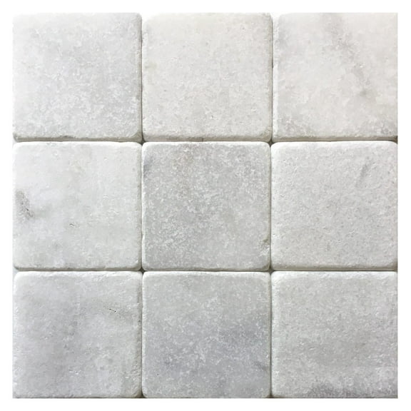 Carrara White 4x4 Tumbled Marble Tile Wall Floor