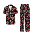 thumbnail image 5 of Yuyamidu Ladybug Daisy Women's Pajamas Set Sleep Shirt & Pants Set Short Sleeve V-Neck PJs Cozy Summer Nightwear with Pockets, 5 of 7