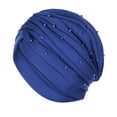 thumbnail image 2 of Herrnalise Women Fashion Solid Beading India Hat Muslim Ruffle Beanie Turban Wrap Cap, 2 of 2
