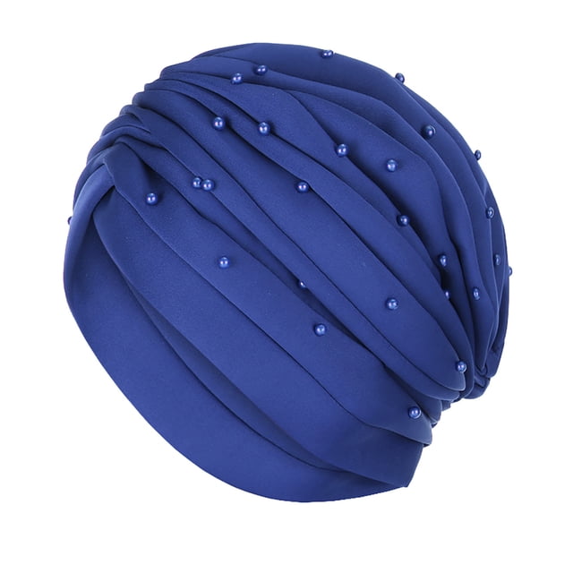 GreatBaby Ladies' Fashion Solid Color Nail Bead Headband Hat Muslim Headband Hat Spring summer For Daily Wear Functional and Stylish Choice(Blue,Free Size)