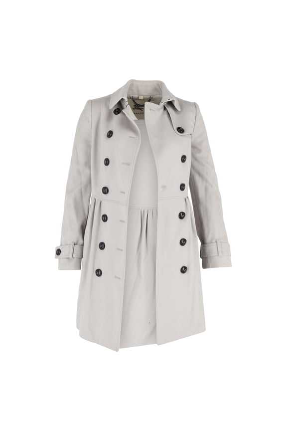 Pre-Owned Burberry Double Breasted Trench Jacket in Grey Cotton