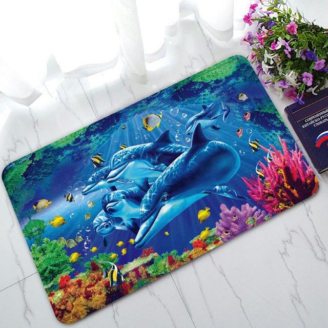 Alfombra de entrada con diseño de peces ABPHQTO 45x75 cm Decoración del hogar