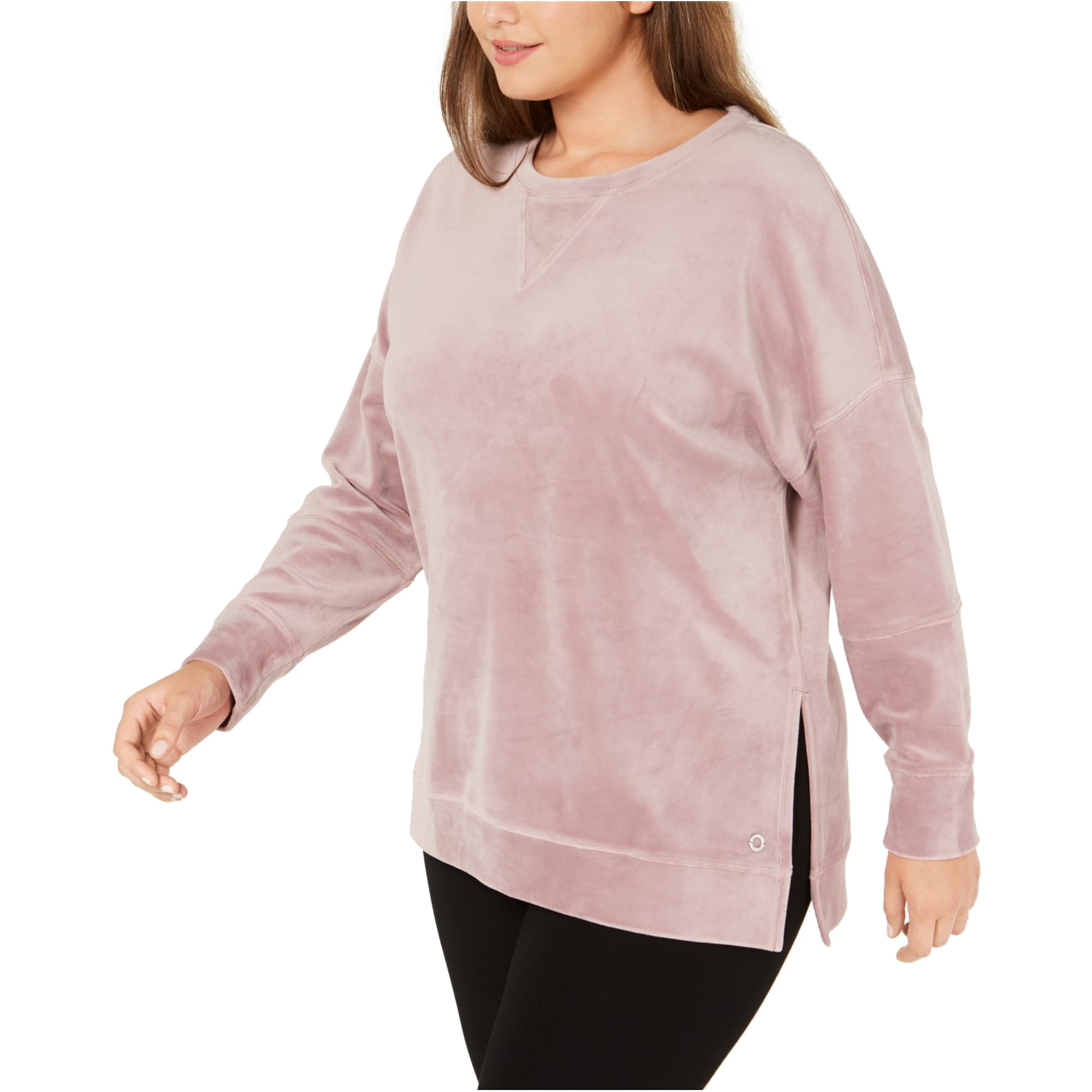 Calvin Klein Womens Velour Pullover Sweater, Pink, 1X 