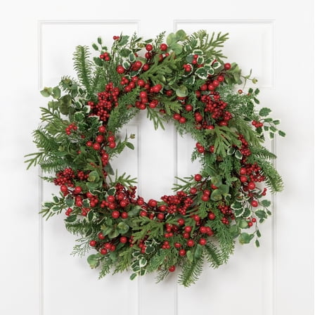 Mixed Pine Cedar and Berries Artificial Christmas Wreath - 30" - Unlit