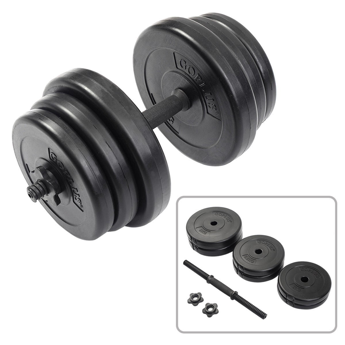44 LB Weight Dumbbell Set Adjustable Cap Gym Home Barbell Plates Body Workout US 