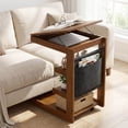 thumbnail image 2 of Costway 1 Pce Table d'Appoint en Forme de C avec Roues, Plateau Réglable, Butée de Bord, Pochette de Rangement Brun, 2 of 10