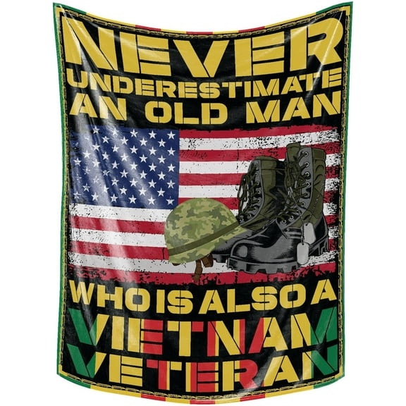 Vietnam Veteran Gifts for Men/Women, Bed Flannel Plush Blanket (50"x 65"), Gifts for Vietnam Vet for Birthday, Thanksgiving, Christmas - Never