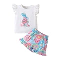 thumbnail image 2 of YMNXA Kids Girls Outfits 2 Piece Flying Sleeve Round Neck Cute Bunny Applique Top And Shorts Comfortable Fashion Sets For Casual Daily Wear,White,4-5 Years, 2 of 9