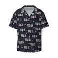 thumbnail image 2 of Lsque USA print Men's Cuban Collar Short Sleeve Shirt Summer Beachwear Casual Button Down Fashionable Vacation Leisure Shirt-Medium, 2 of 7