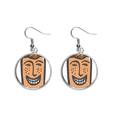 thumbnail image 1 of Laugh Face Sketch Happy Ear Dangle Silver Drop Earring Jewelry Woman, 1 of 3
