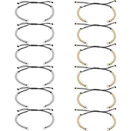 10Pcs Adjustable Slider Bracelets 2 Color Nylon Cord Bracelets with Round Brass Bead Rope Cord Chain Link Charms for Jewelry Making DIY Crafts Supplies Wrist Anklets Decorations Colorful