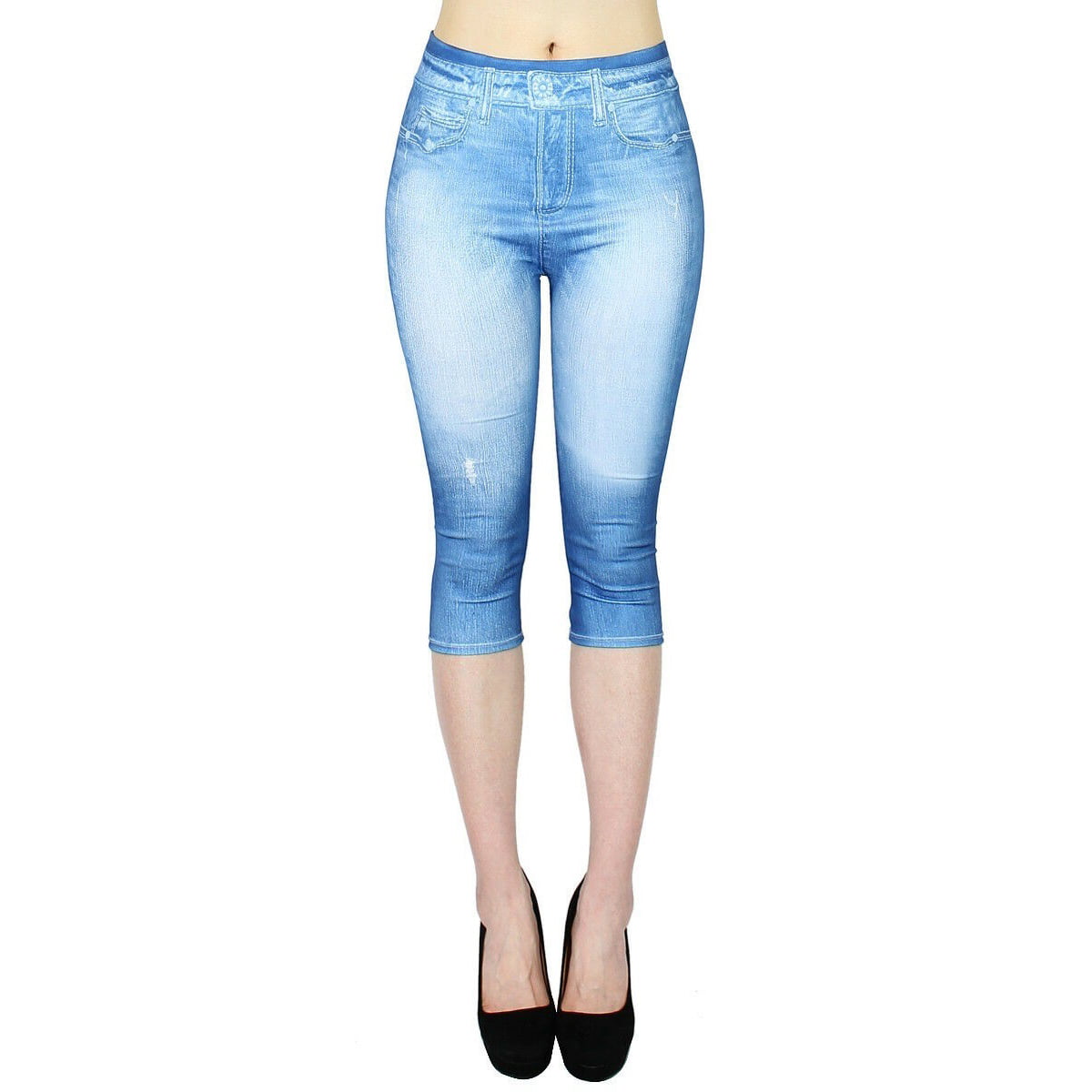 Women's Capri Leggings In Jeans 3/4 Pants - Walmart.com